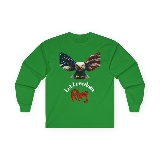 Let Freedom Ring Patriotic Eagle on a long sleeve tee