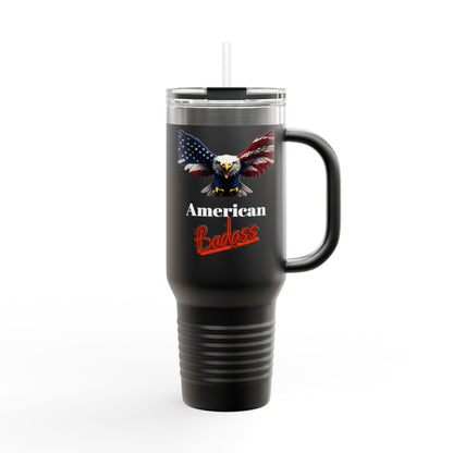 American Badass Patriotic Eagle on 40oz insulated tumbler