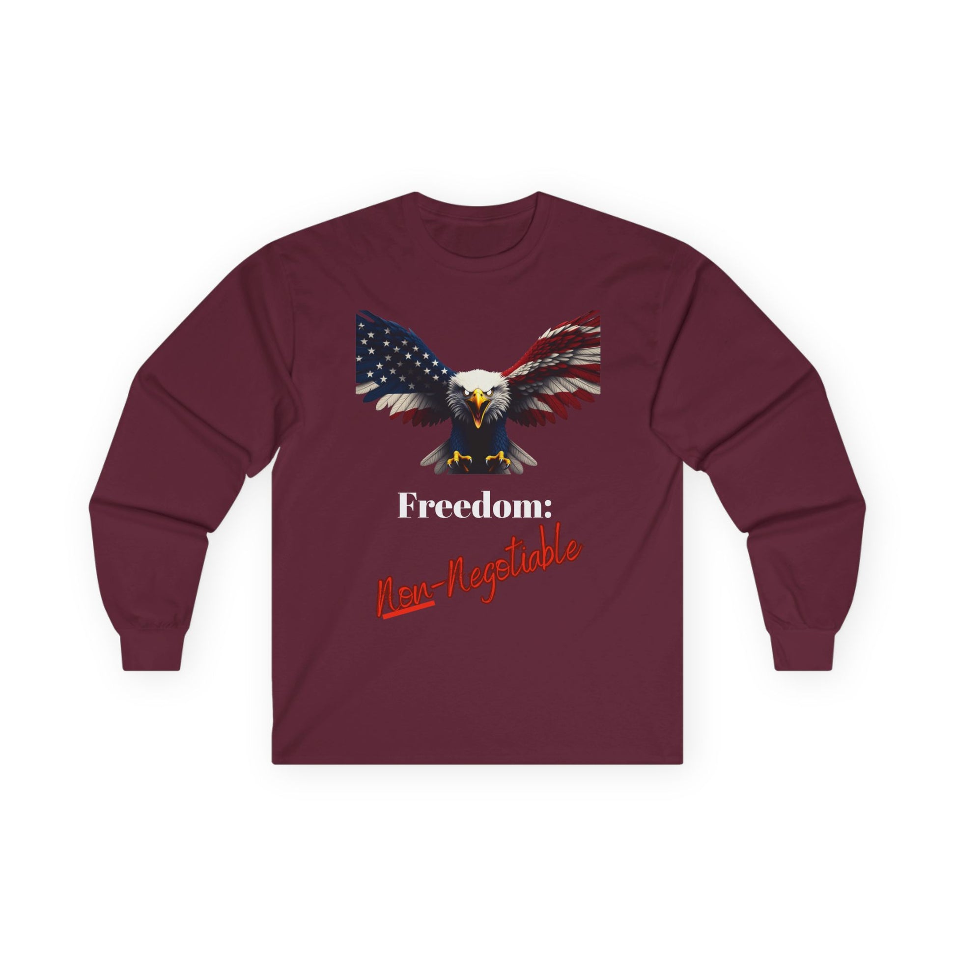 Freedom Non-Negotiable Patriotic Eagle on a long sleeve tee