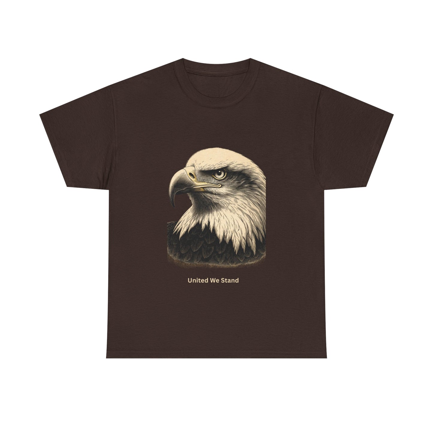 Engraved Eagle - United We Stand - muted text on the bottom of a Heavyweight T-shirt