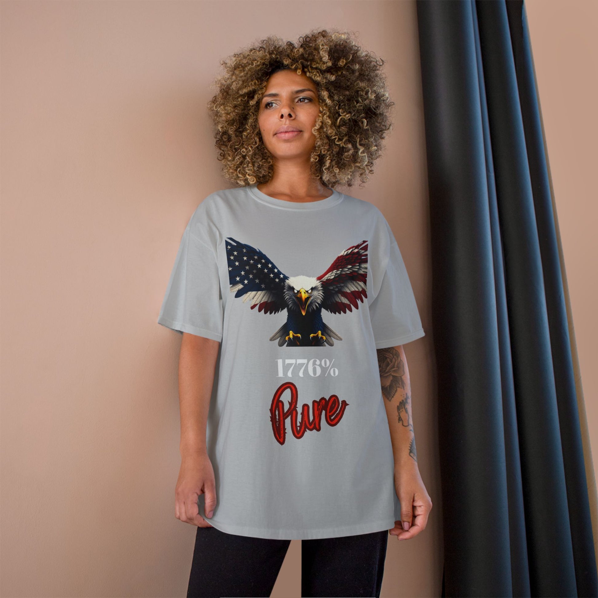 1776% Pure Patriotic Eagle on a Champion T-shirt