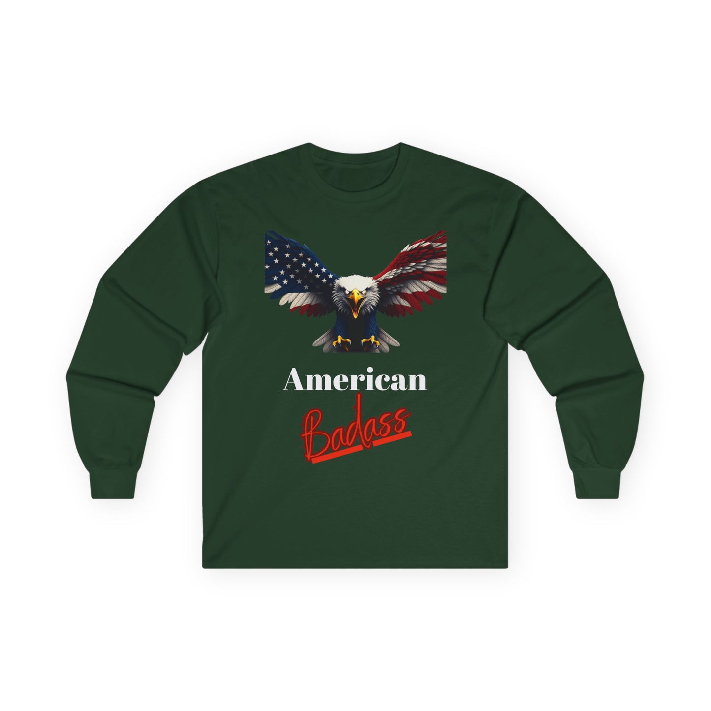 American Badass Patriotic Eagle on a long sleeve tee
