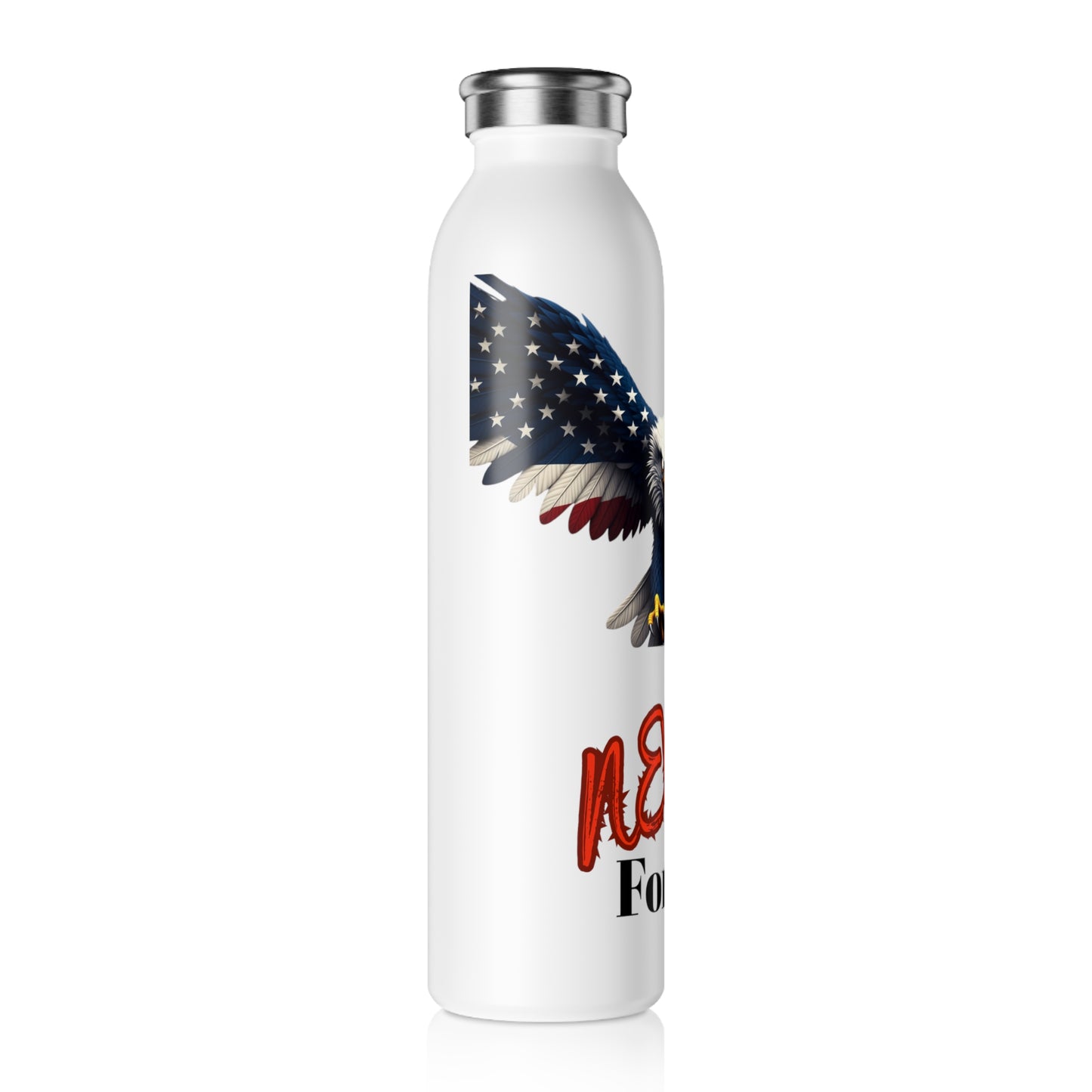 Never Forget Patriotic Eagle on a 20oz Stainless Steel Water Bottle