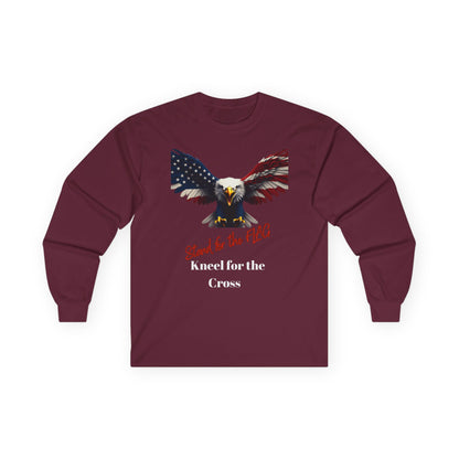Stand For The Flag Kneel For The Cross Patriotic Eagle on a long sleeve tee