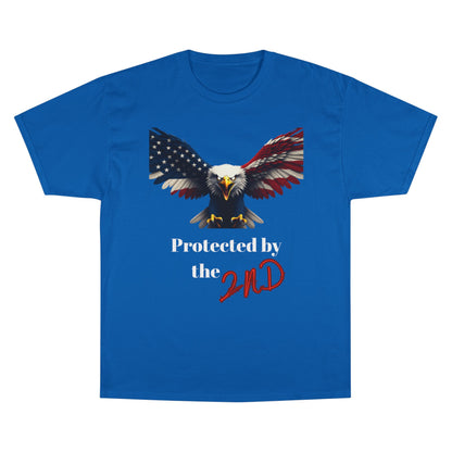 Protected By The 2nd Patriotic Eagle on a Champion T-shirt