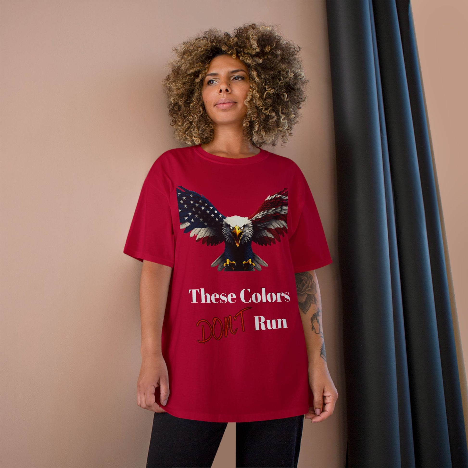 These Colors Don't Run Patriotic Eagle on a Champion T-shirt