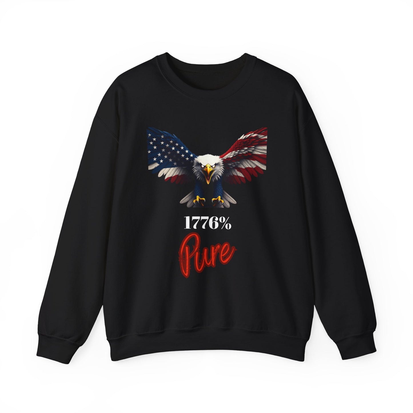1776% Pure Patriotic Eagle text on a Crewneck Sweatshirt