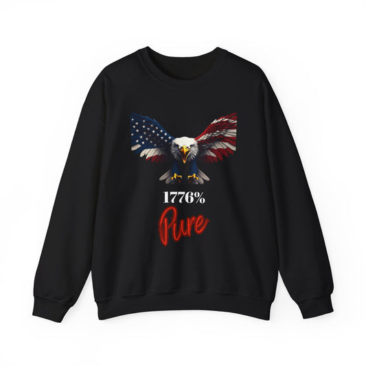 1776% Pure Patriotic Eagle text on a Crewneck Sweatshirt