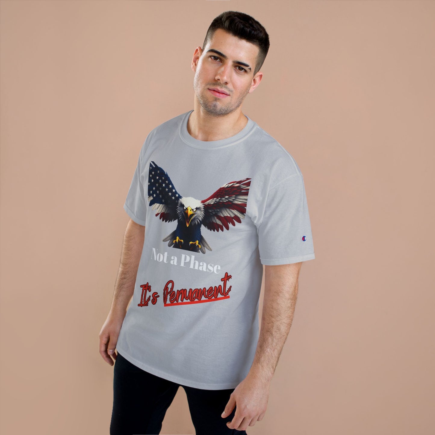 Not A Phase It's Permanent Patriotic Eagle on a Champion T-shirt