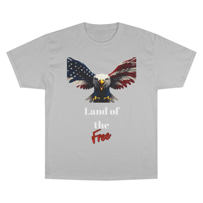 Land Of The Free Patriotic Eagle on a Champion T-shirt
