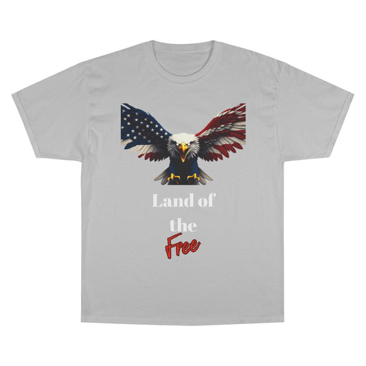 Land Of The Free Patriotic Eagle on a Champion T-shirt