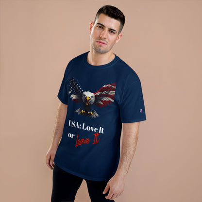 USA Love It Or Leave It Patriotic Eagle on a Champion T-shirt
