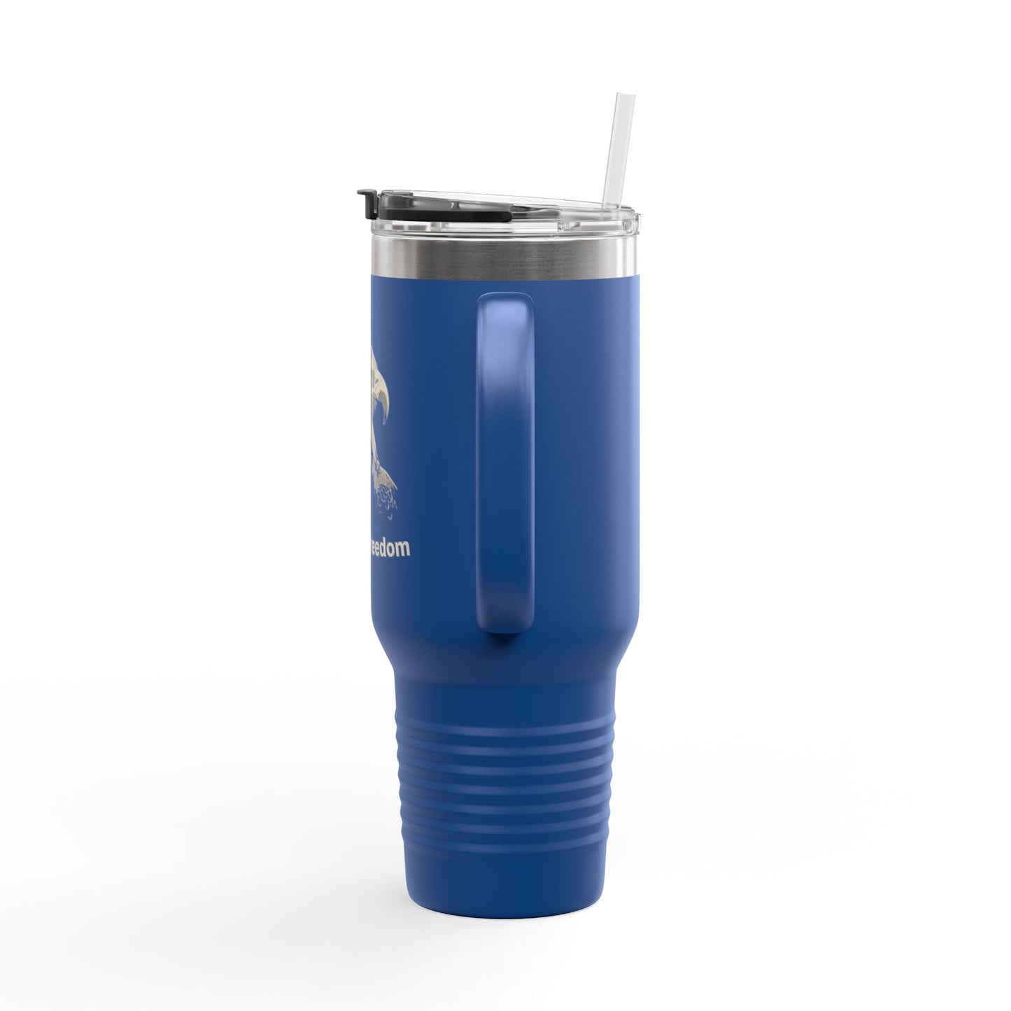 Built of Freedom text on the bottom of a  40oz Insulated Travel Mug