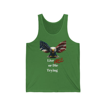 Live Free Or Die Trying Patriotic Eagle on a Premium Tank Top