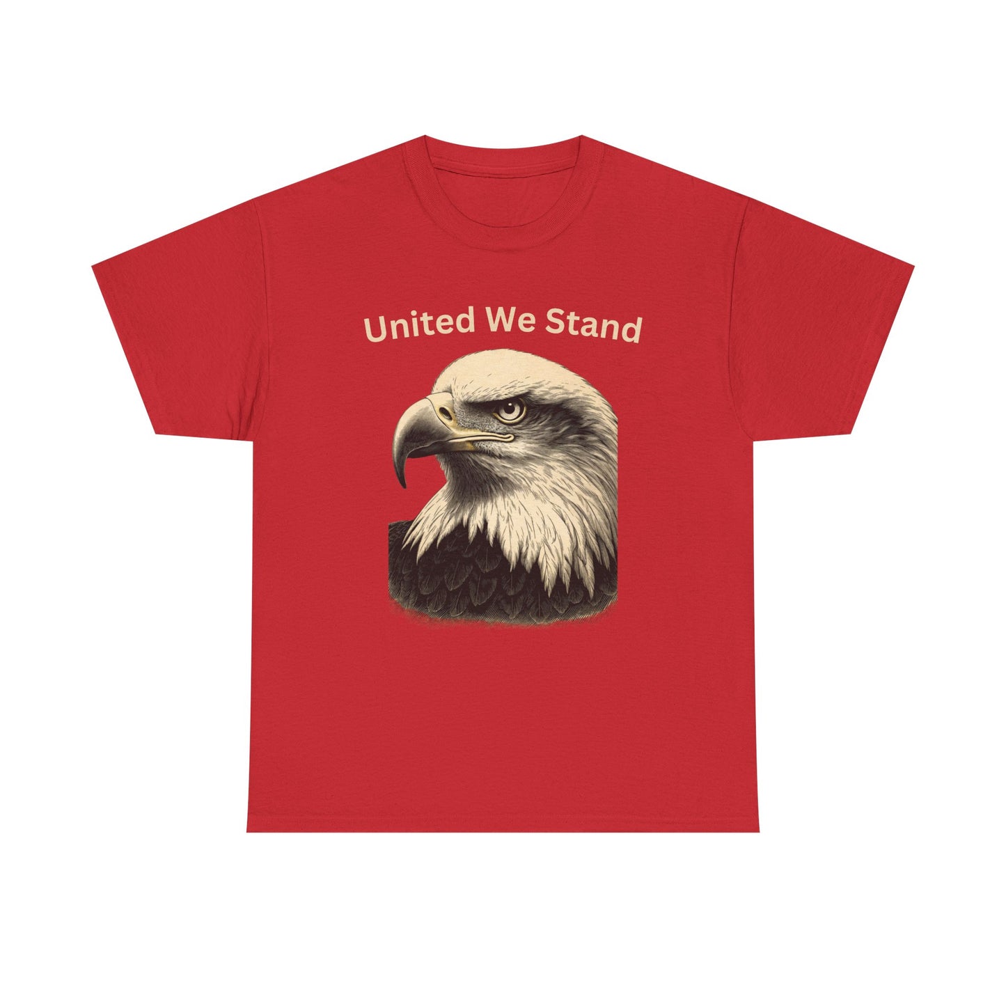 Engraved Eagle - United We Stand - text on the top of a Heavyweight T-shirt