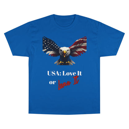 USA Love It Or Leave It Patriotic Eagle on a Champion T-shirt