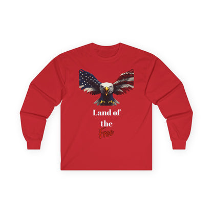 Land Of The Free Patriotic Eagle on a long sleeve tee