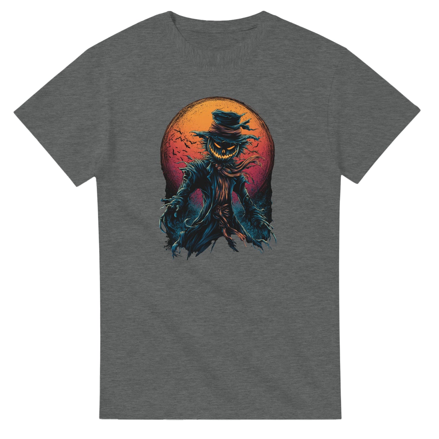 Scarecrow with Full Moon & Bats on a Heavyweight T-shirt