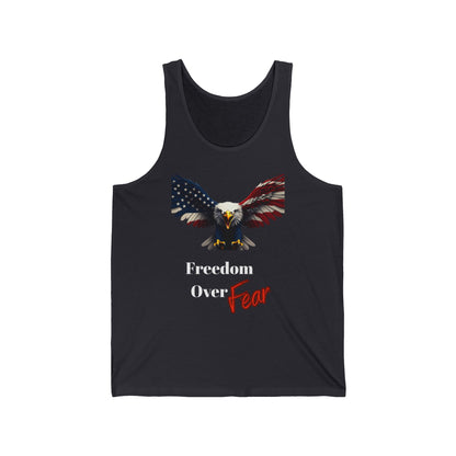 Freedom Over Fear Patriotic Eagle on a Premium Tank Top