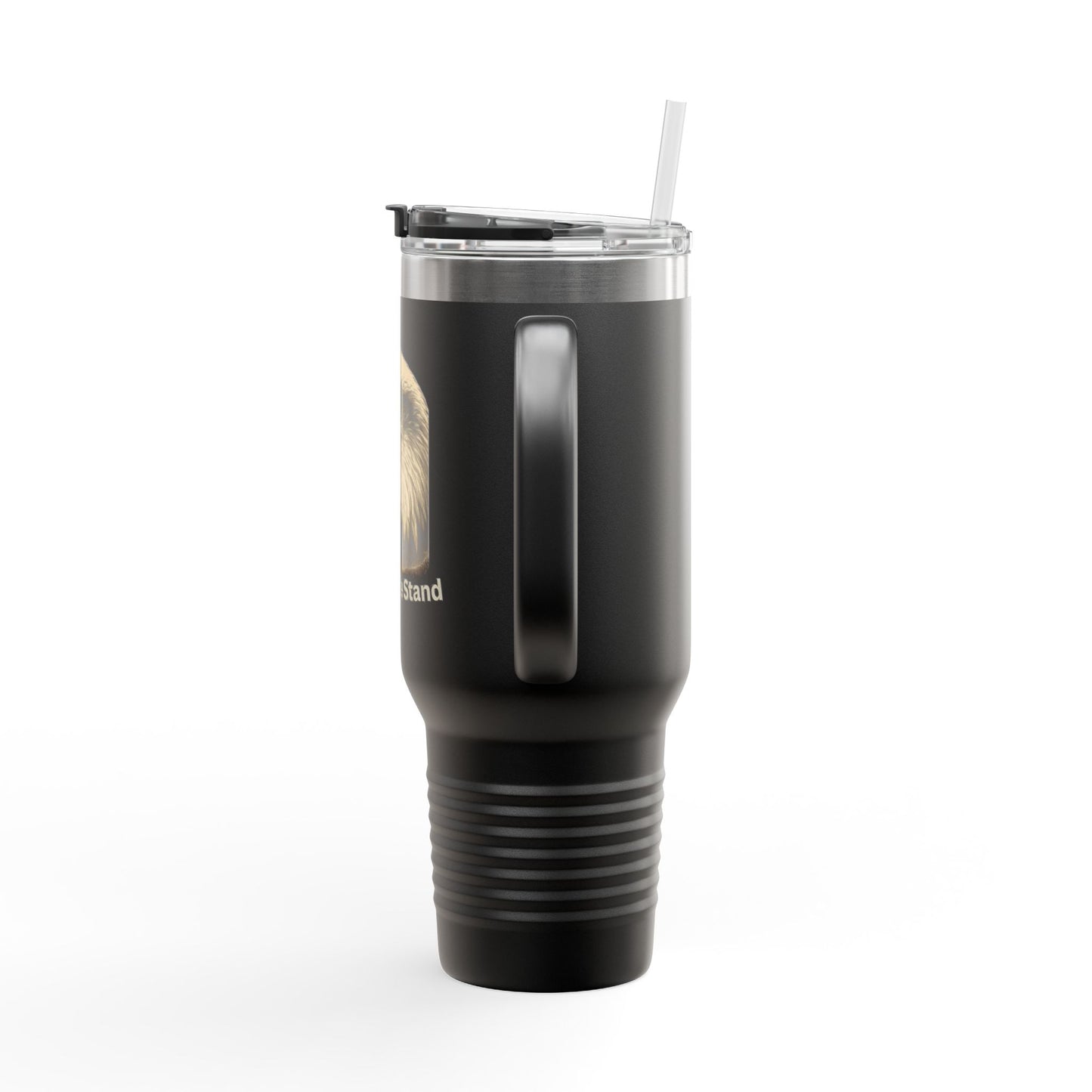 United We Stand text on the bottom of a  40oz Insulated Travel Mug