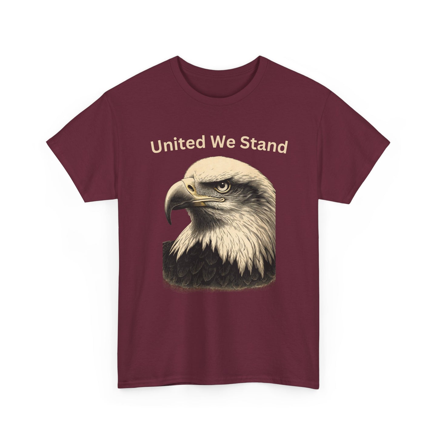 Engraved Eagle - United We Stand - text on the top of a Heavyweight T-shirt