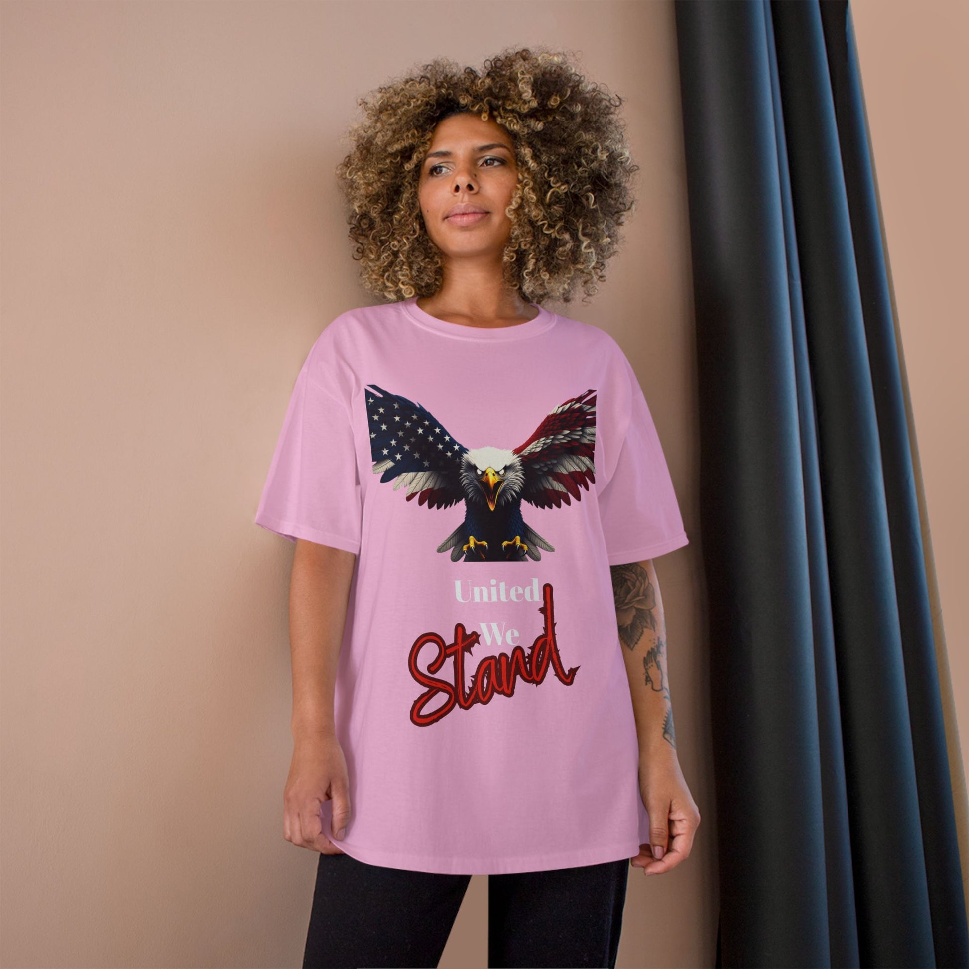 United We Stand Patriotic Eagle on a Champion T-shirt