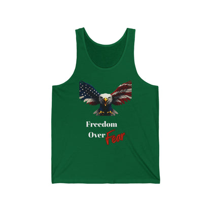 Freedom Over Fear Patriotic Eagle on a Premium Tank Top