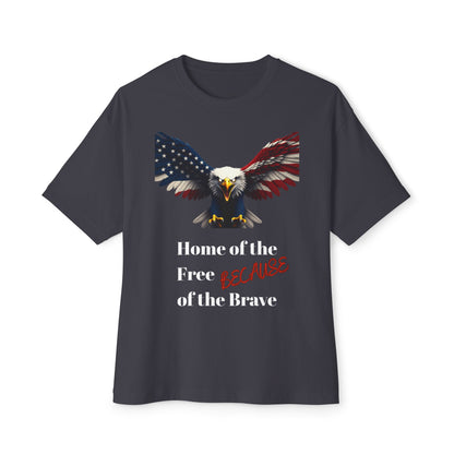 Home Of The Free Because Of The Brave Patriotic Eagle on a Premium Tee