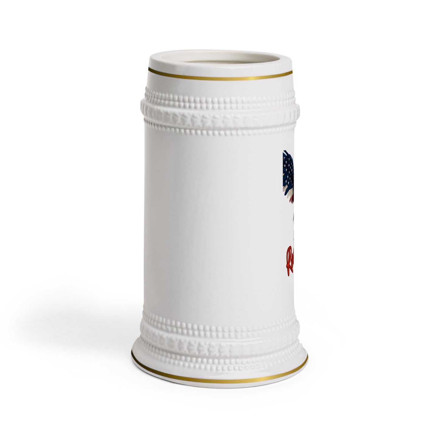 Red White & Badass Patriotic Eagle on a 22oz Ceramic Beer Stein