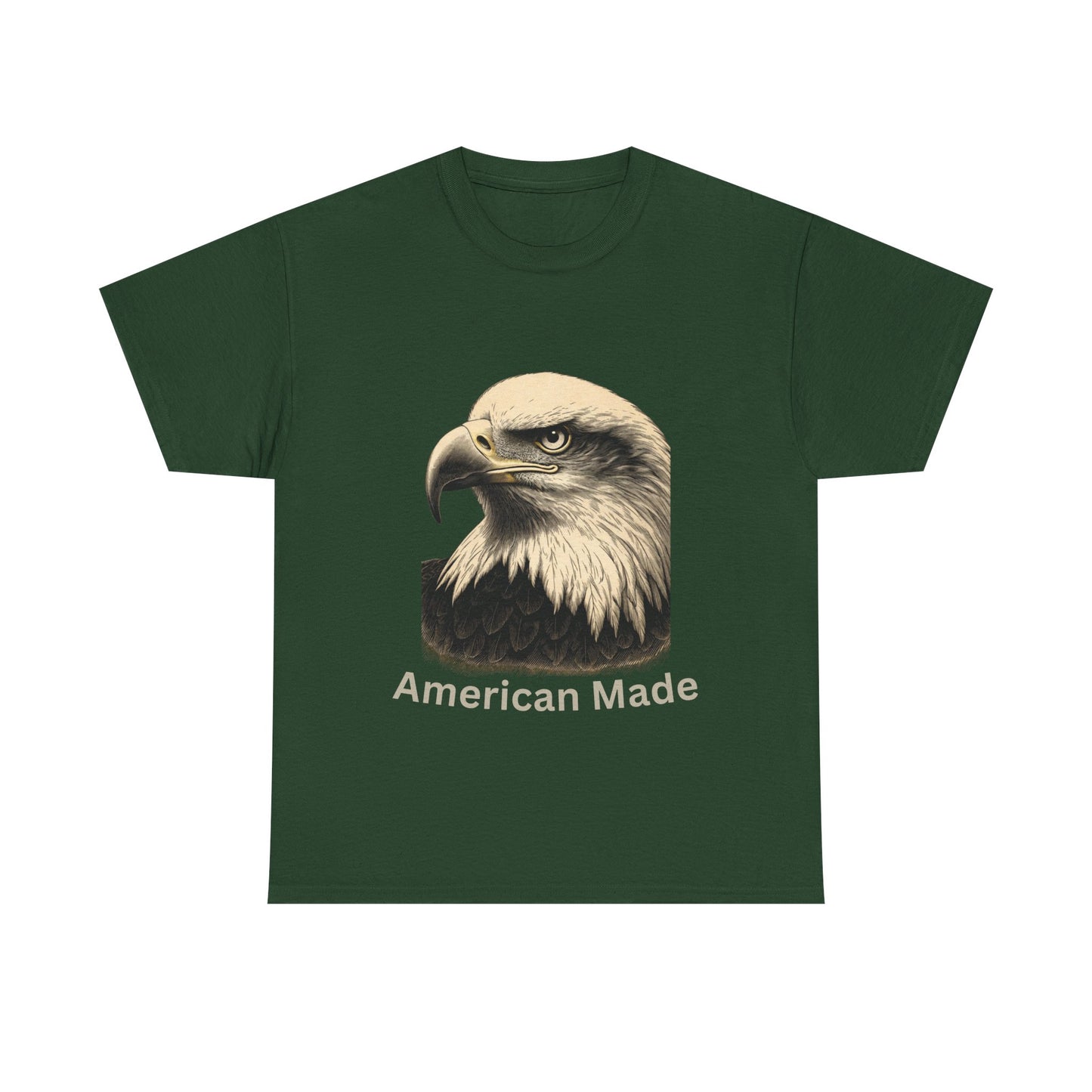Engraved Eagle - American Made - text on the bottom of a Heavyweight T-shirt
