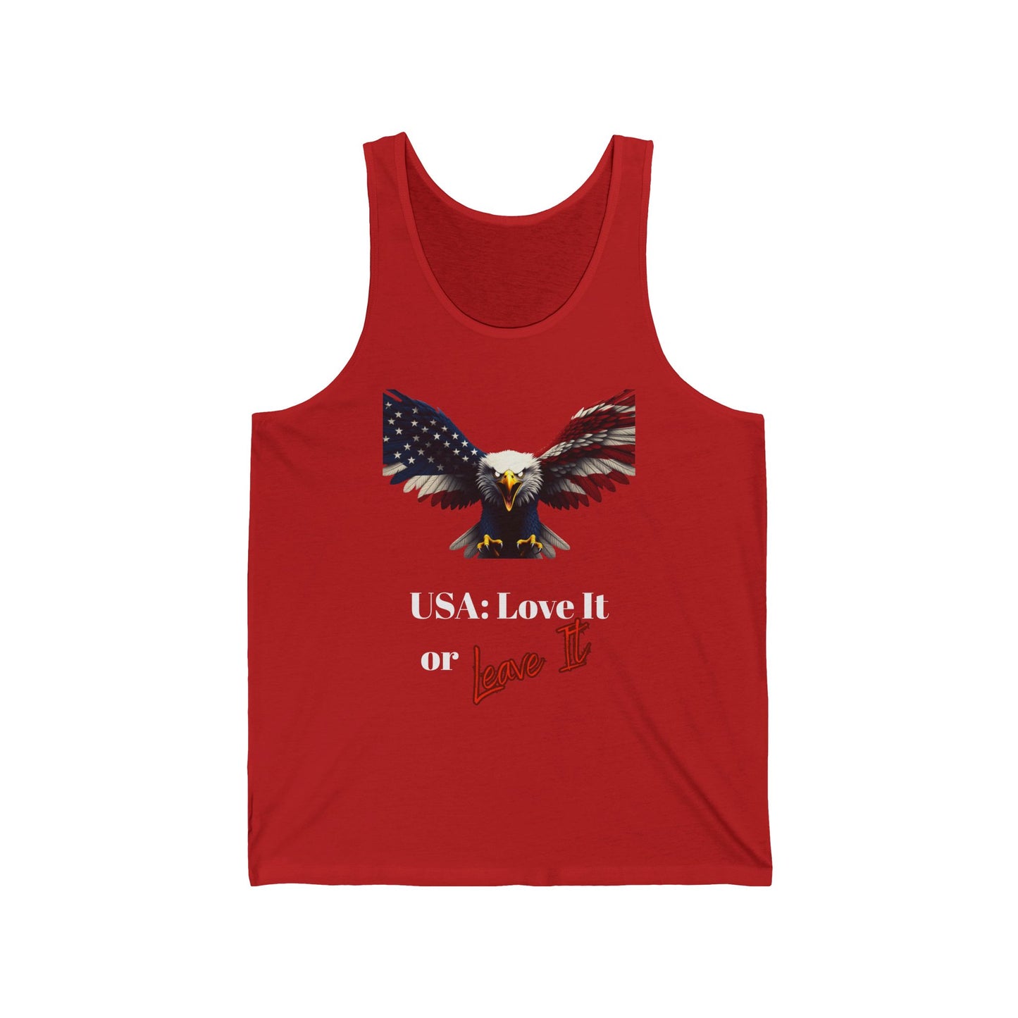 USA Love It Or Leave It Patriotic Eagle on a Premium Tank Top
