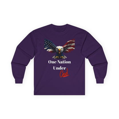 One Nation Under God Patriotic Eagle on a long sleeve tee