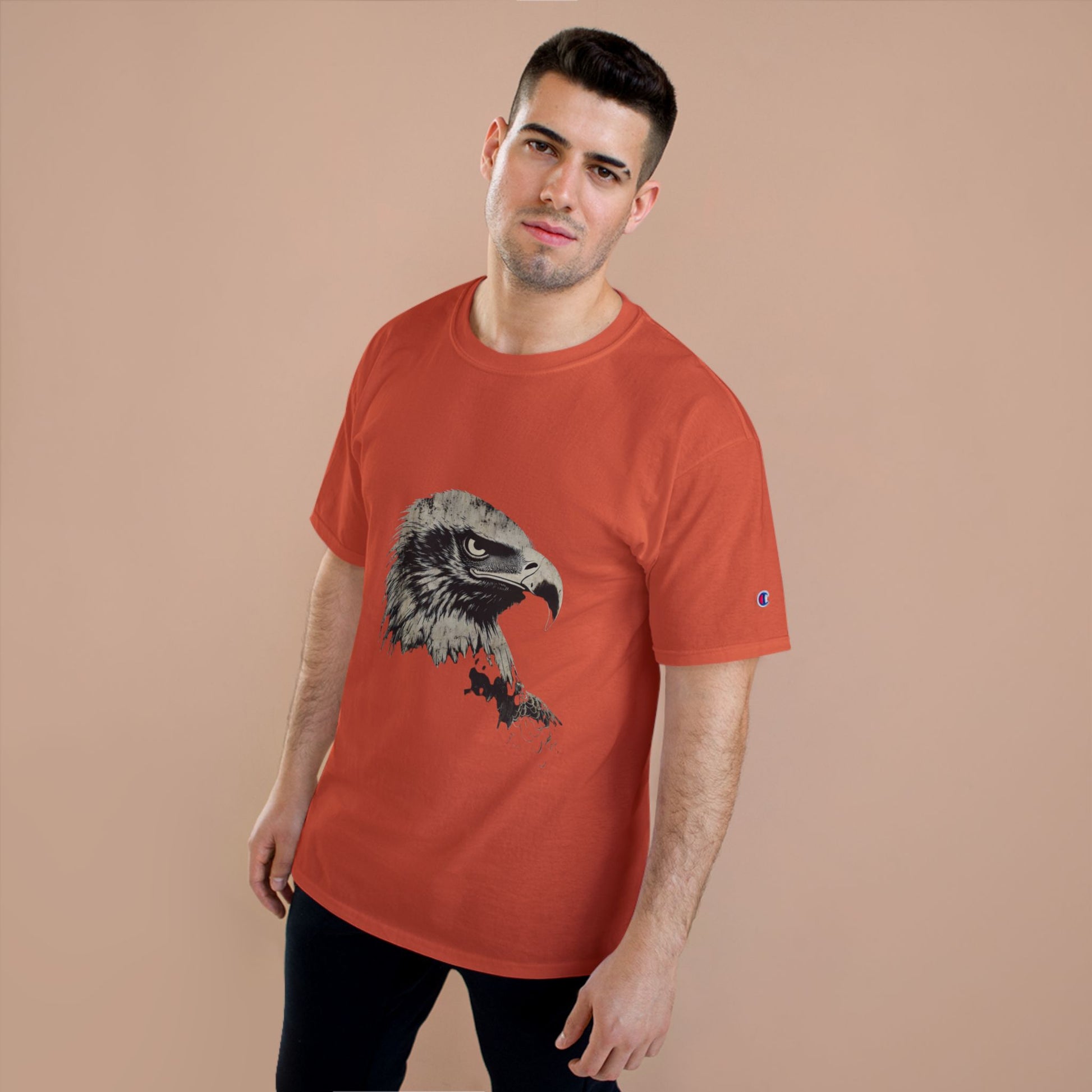 Heritage Eagle Head on a Champion Tee