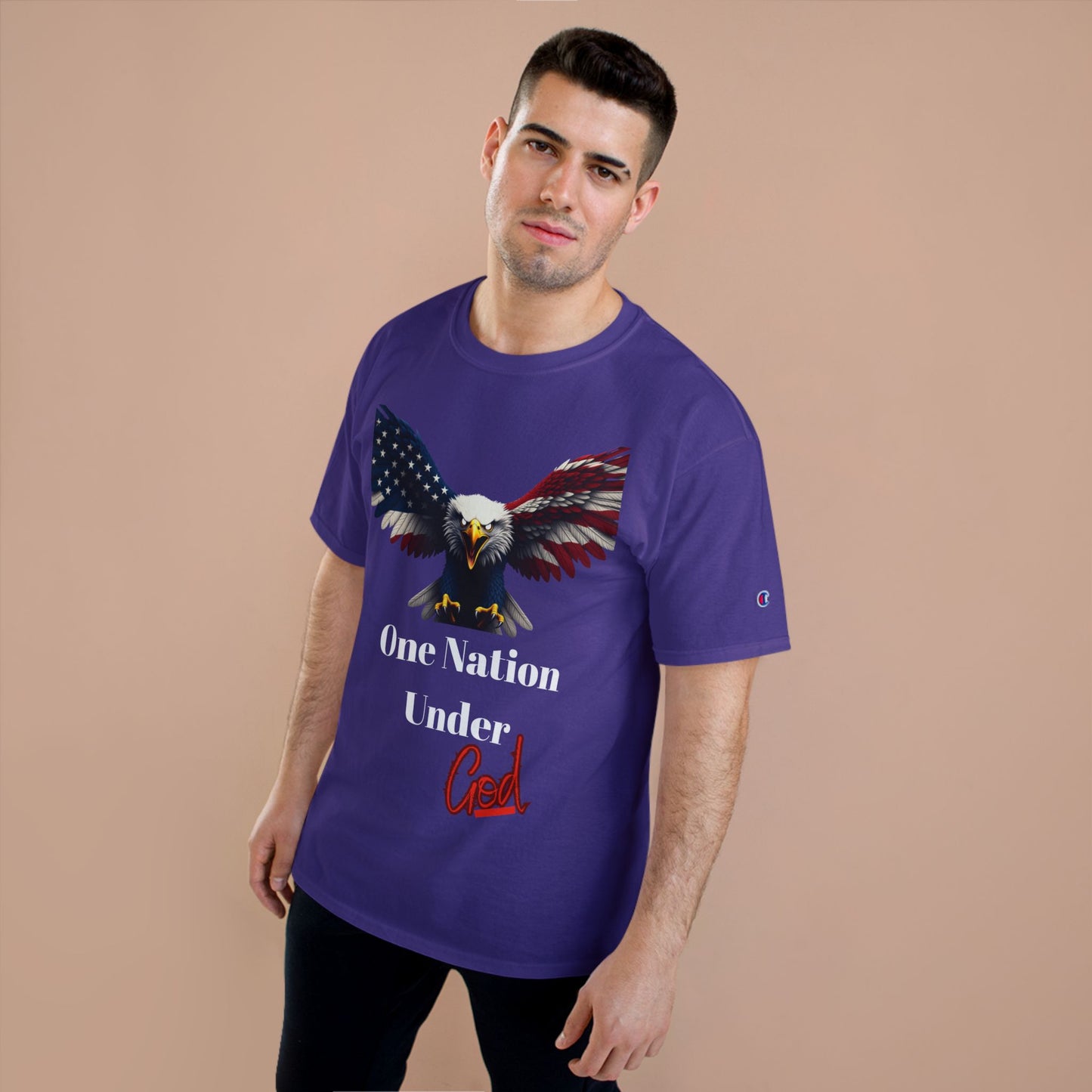 One Nation Under God Patriotic Eagle on a Champion T-shirt