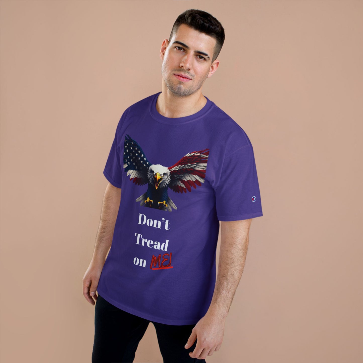 Don't Tread On Me Patriotic Eagle on a Champion T-shirt