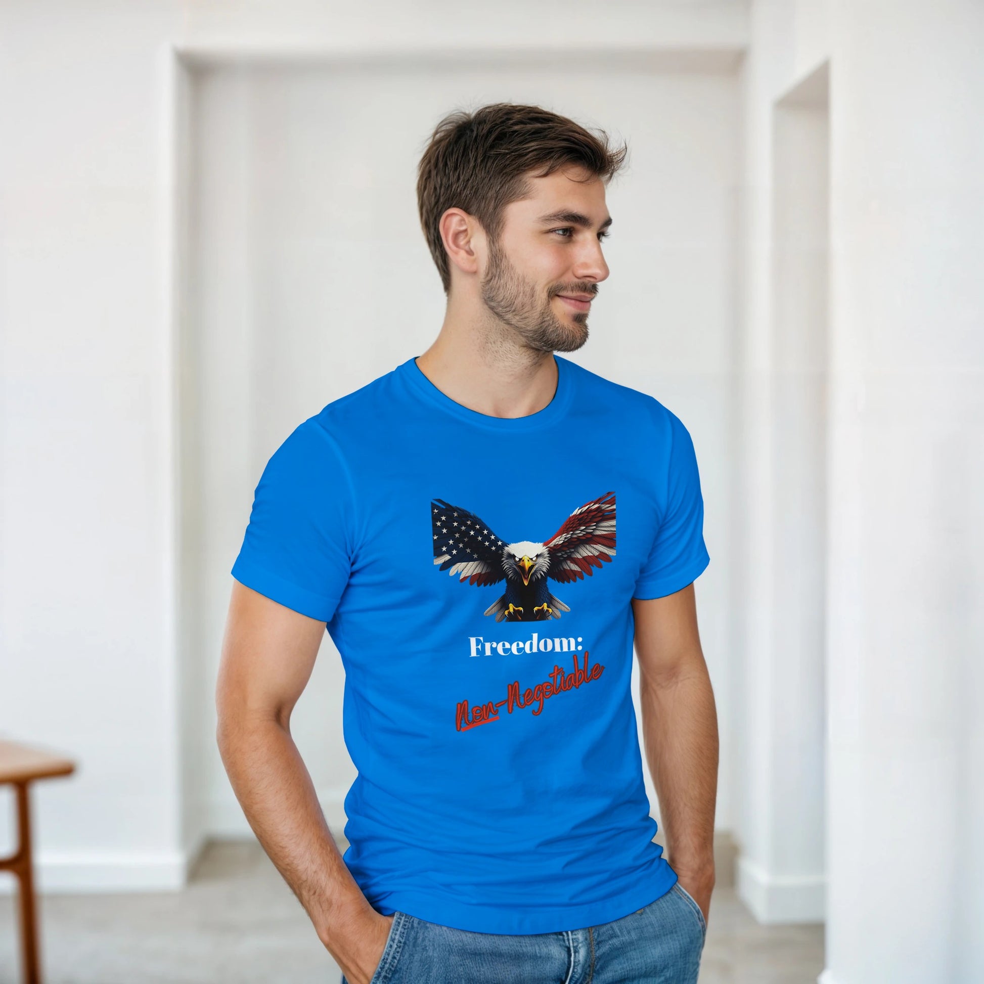 Freedom Non-Negotiable Patriotic Eagle on a Heavyweight T-shirt