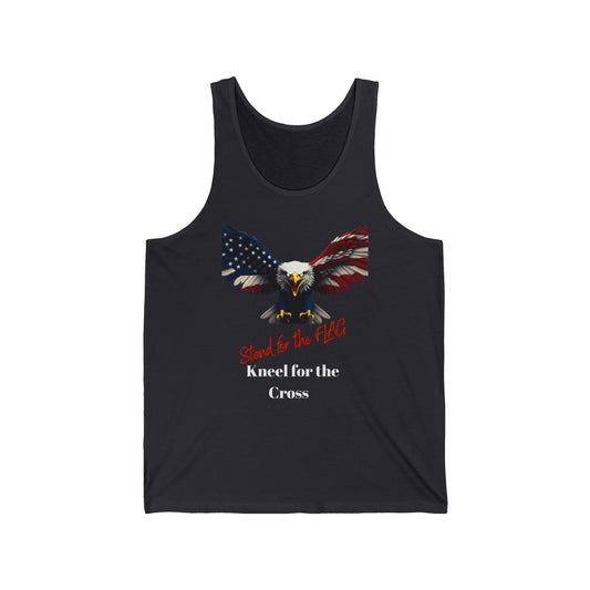 Stand For The Flag Kneel For The Cross Patriotic Eagle on a Premium Tank Top