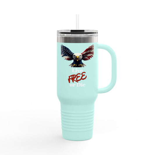 Live Free Or Die Patriotic Eagle on a 40oz tumbler