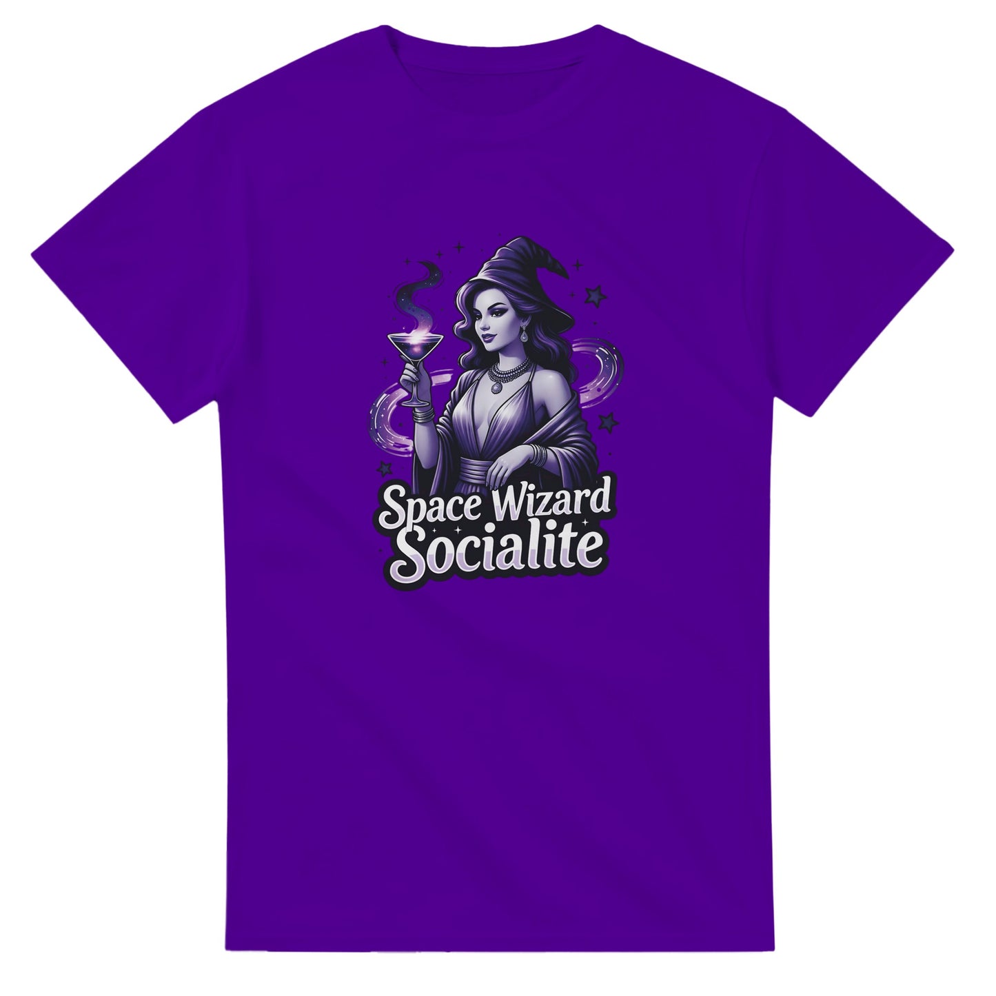 Space Wizard Socialite graphic design on a Heavyweight T-shirt