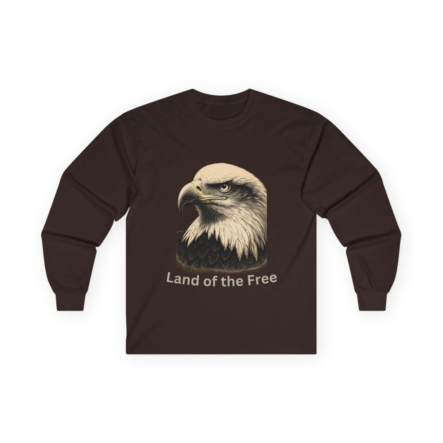 Land of the Free text on a Long-Sleeve Tee