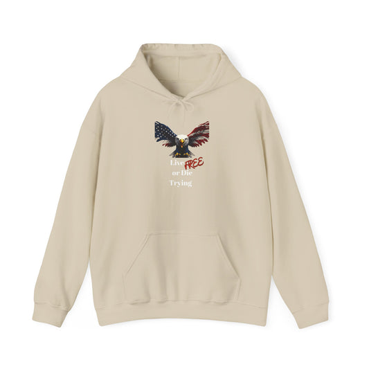 Live Free Or Die Trying Patriotic Eagle on a Pullover Hoodie