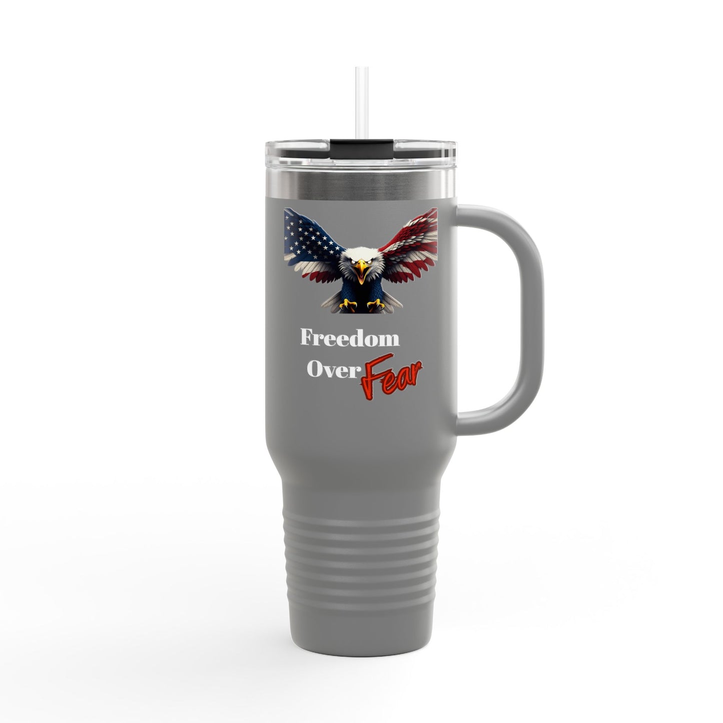 Freedom Over Fear Patriotic Eagle – 40oz Insulated Travel Mug