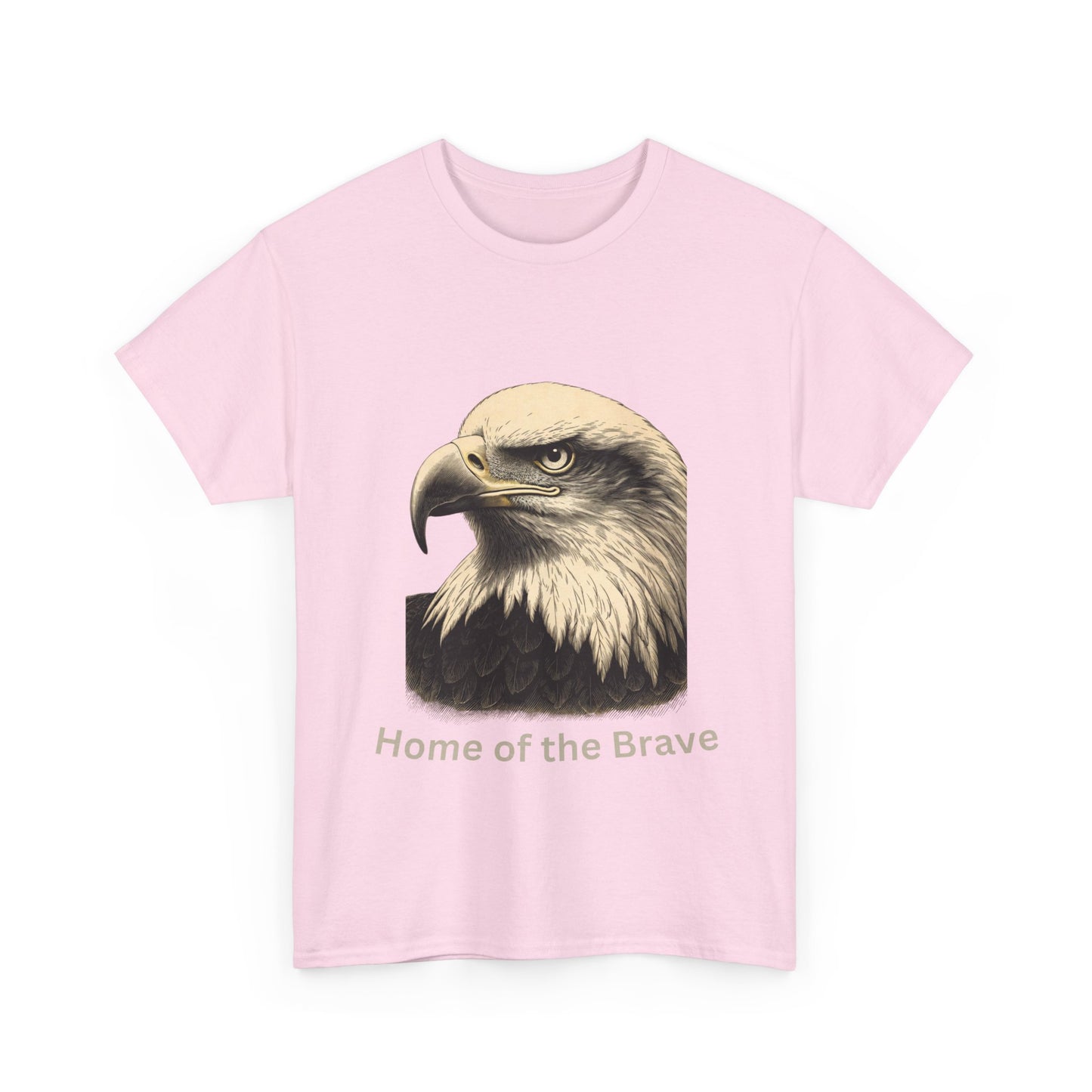 Engraved Eagle - Home of the Brave - text on the bottom of a Heavyweight T-shirt