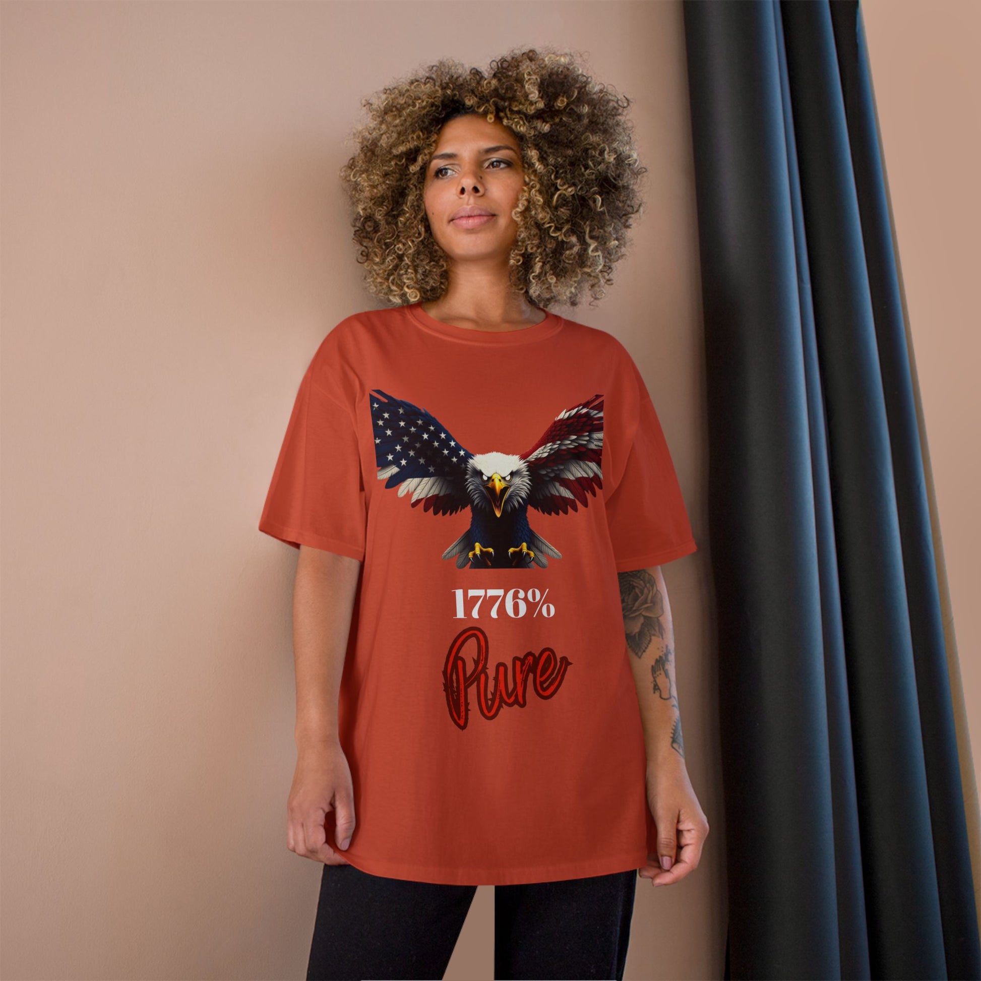 1776% Pure Patriotic Eagle on a Champion T-shirt