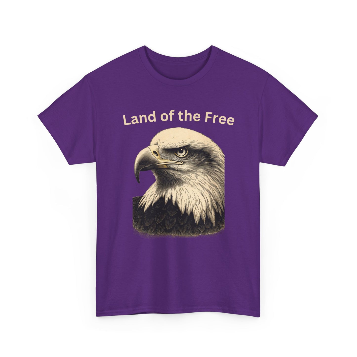 Engraved Eagle - Land of the Free - text on the top of a Heavyweight T-shirt