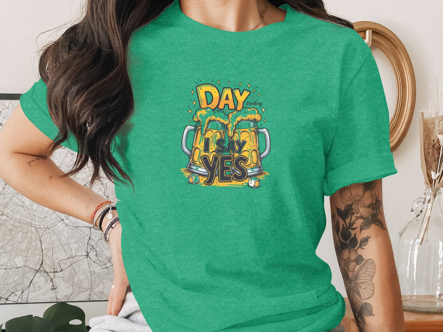 Day Drinking I Say Yes Fun Graphic T-Shirt for Casual Wear