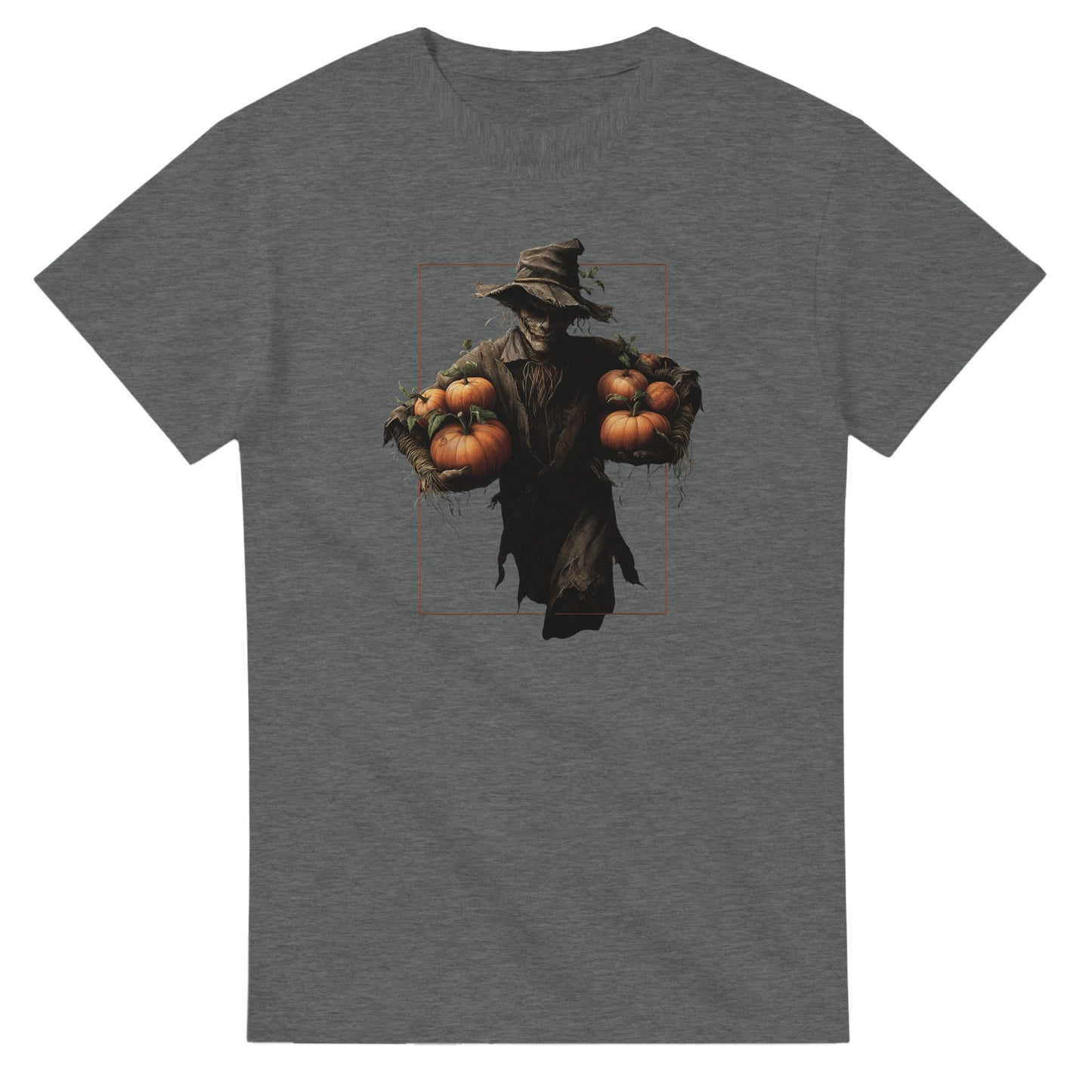Spooky Harvest Scarecrow on a Heavyweight T-shirt