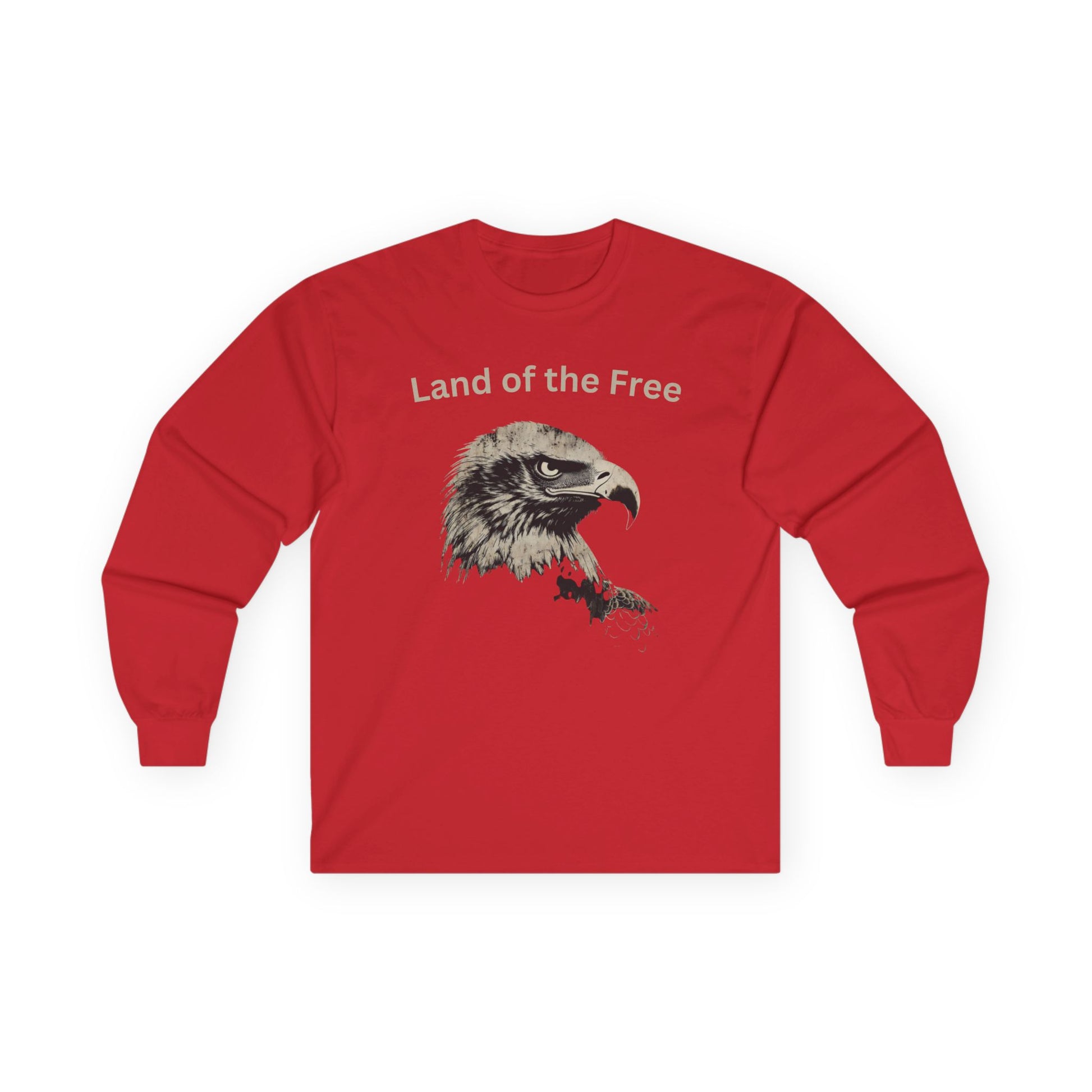 Land of the Free text on a Long-Sleeve Tee