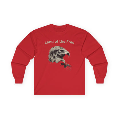Land of the Free text on a Long-Sleeve Tee