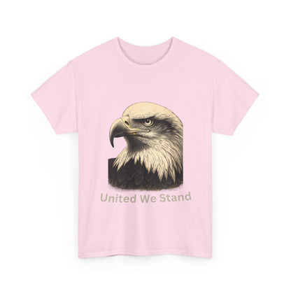Engraved Eagle - United We Stand - text on the bottom of a Heavyweight T-shirt